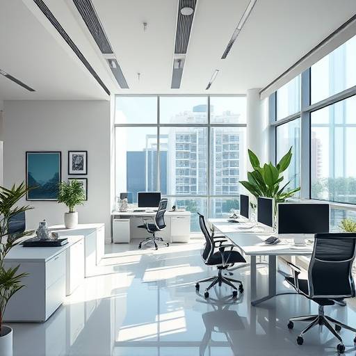 Interior shot of a modern Miami office space, highlighting its sleek design and productive atmosphere.